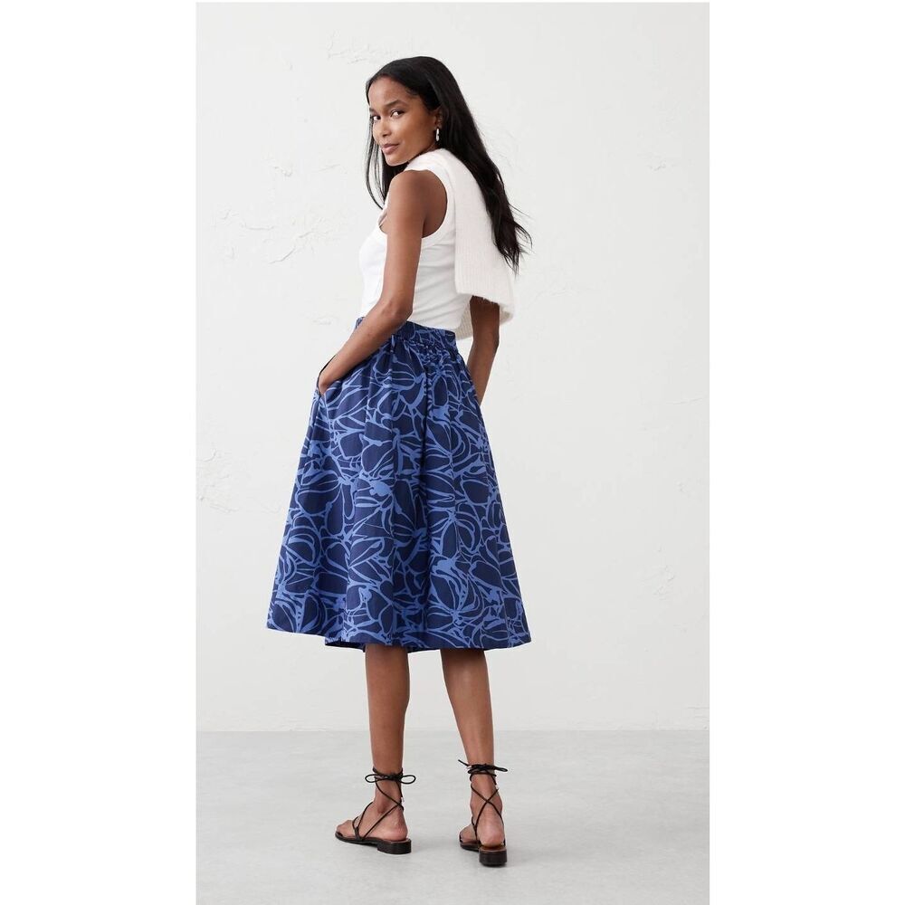 Banana Republic NWT  poplin midi skirt blue size Medium P - Picture 2 of 9